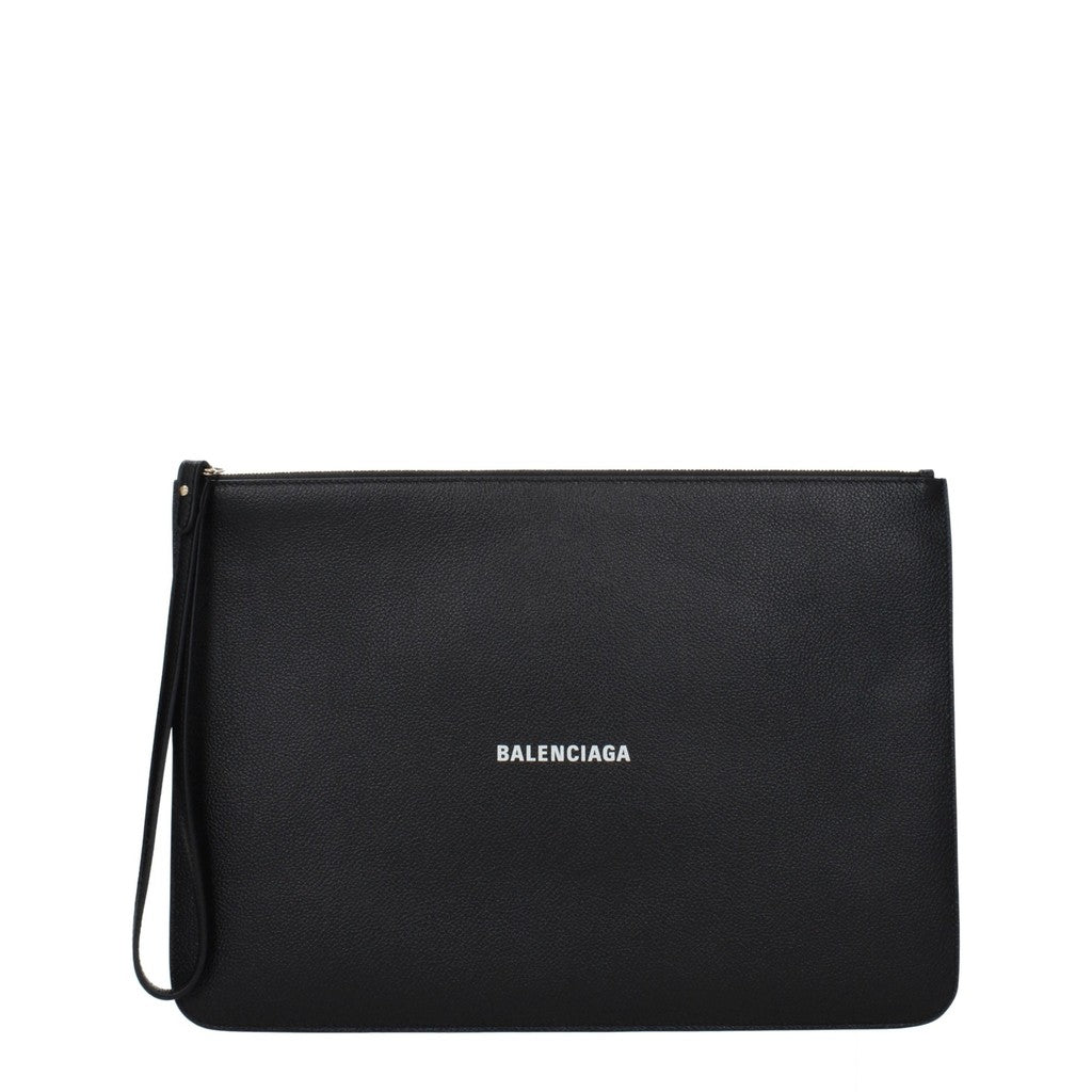 Balenciaga Ruime leren clutch – Zwart