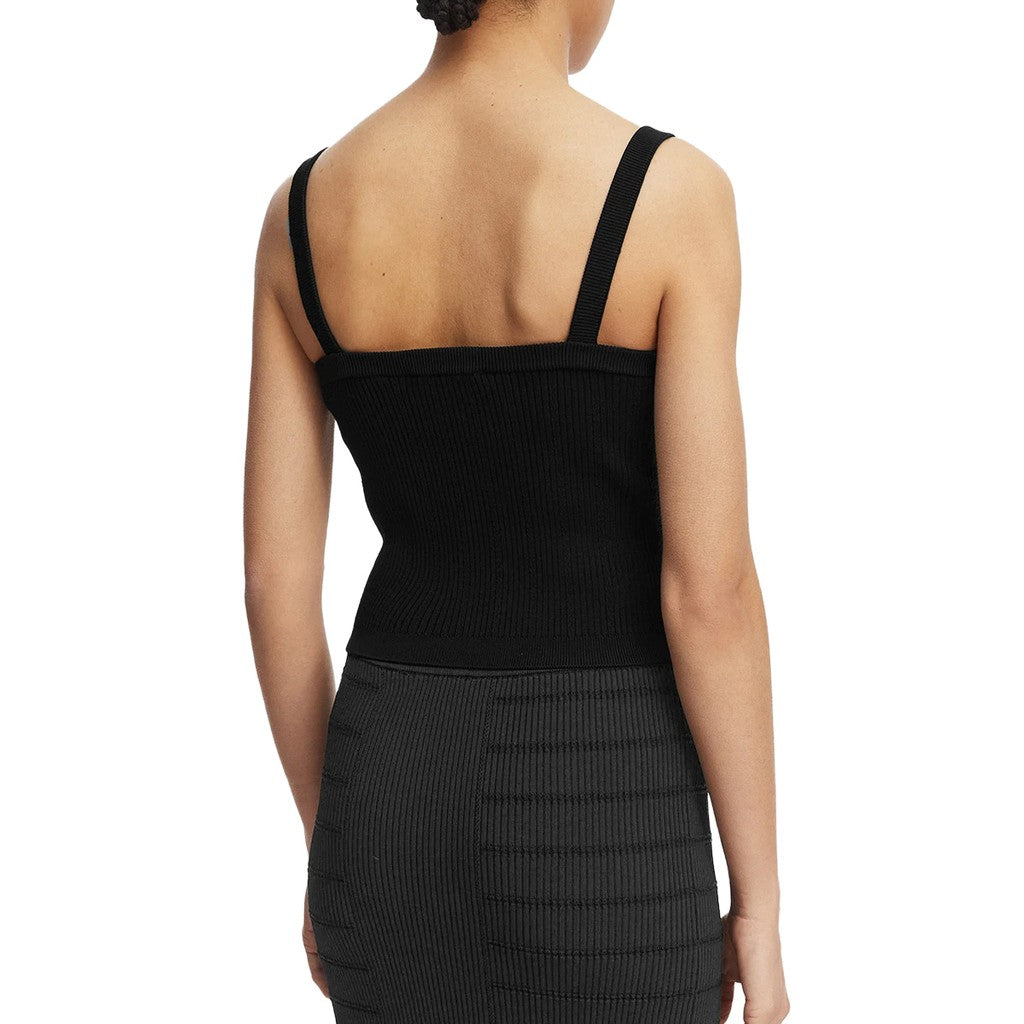 Guess Top met V-hals en schouderbandjes – Zwart