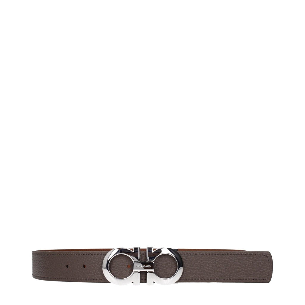 Salvatore Ferragamo Gancini Riem met zilverkleurige details – Bruin / Grijs