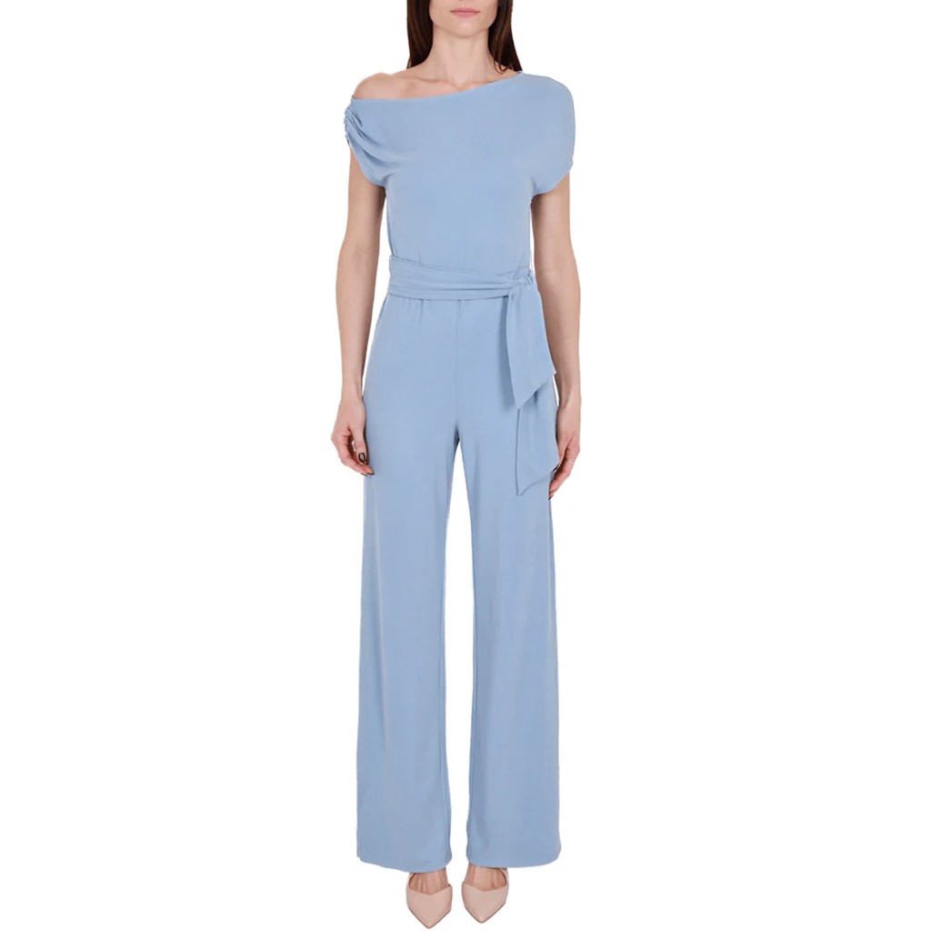 Guess Jumpsuit met korte mouwen en tailleriem – Lichtblauw