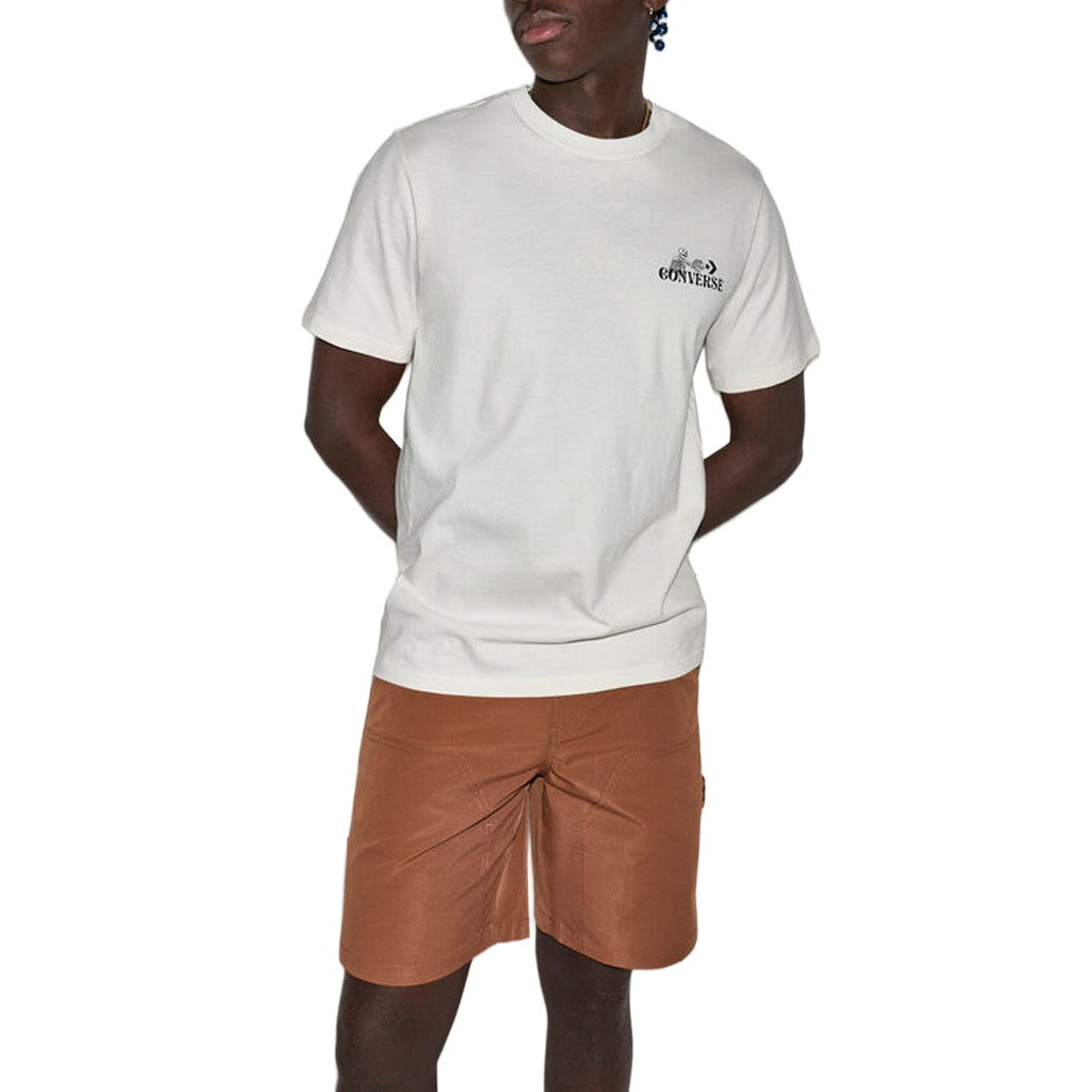 Converse T-shirt met print en bedrukt logo – Wit