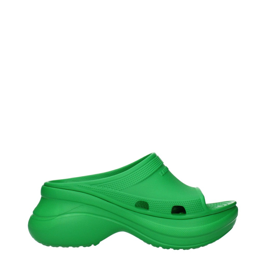 Balenciaga Badslippers met open teen en hak – Groen