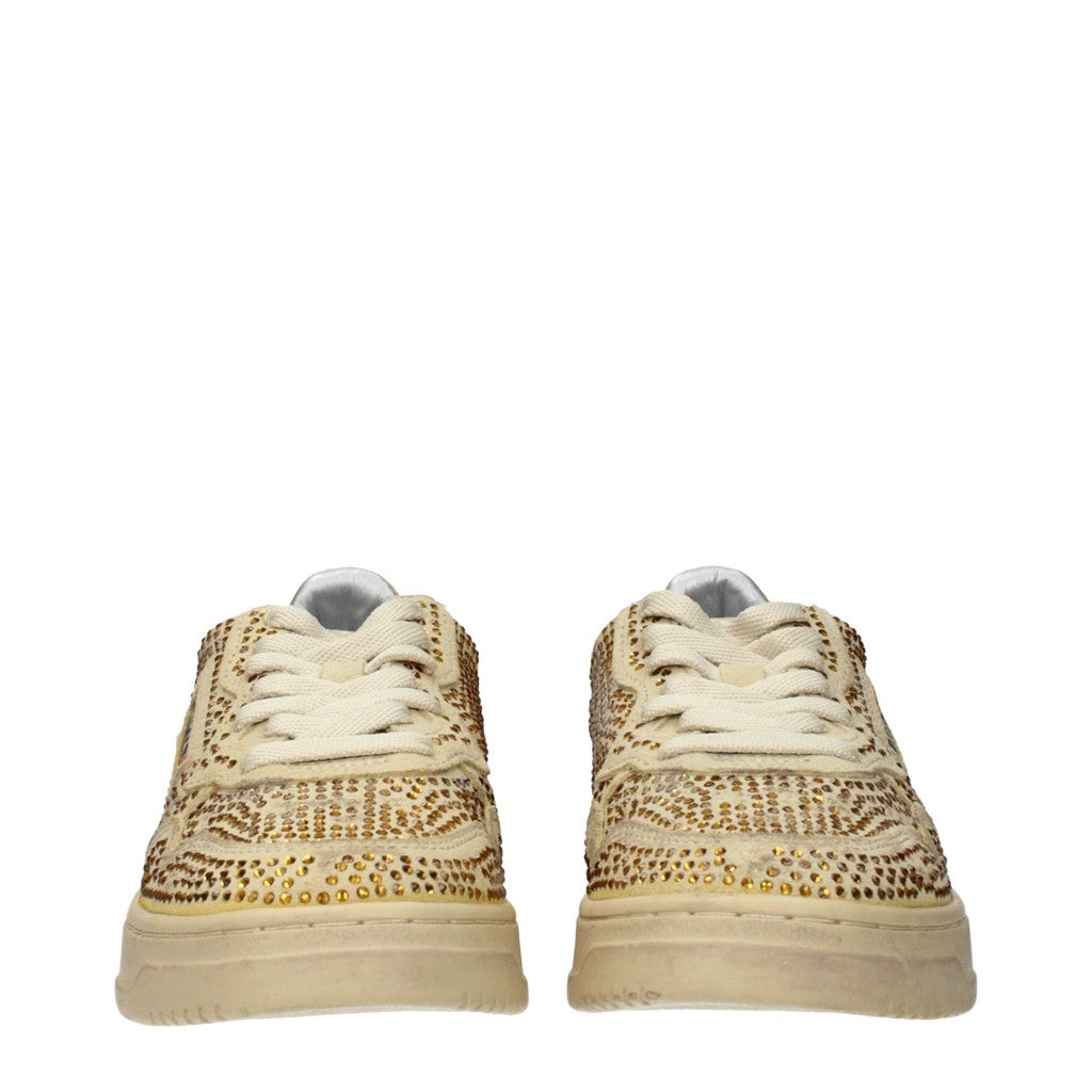 Autry Medalist Suède sneakers met strass – Beige / Goud