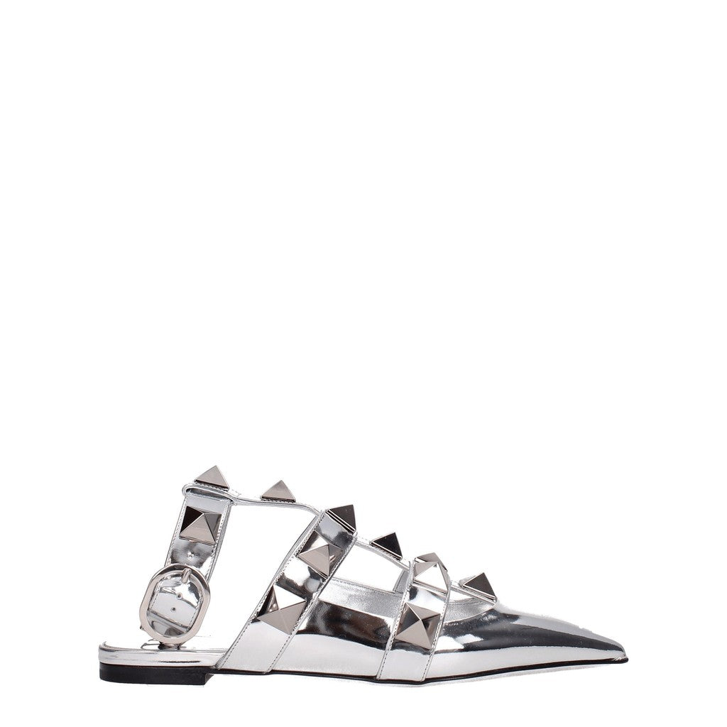 Valentino Garavani Lakleren ballerina's met puntige neus – Zilver
