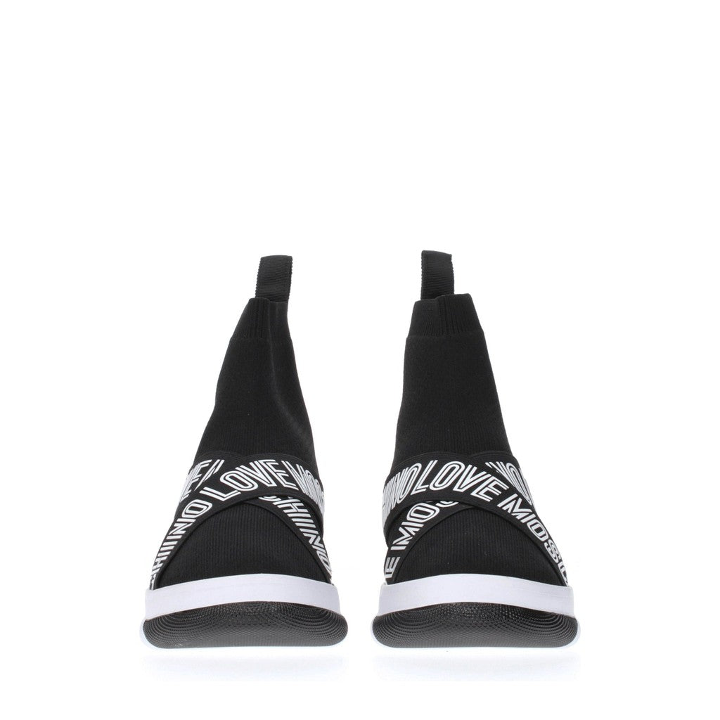 Love Moschino Stoffen sneakers met rubberen zool – Zwart / Wit