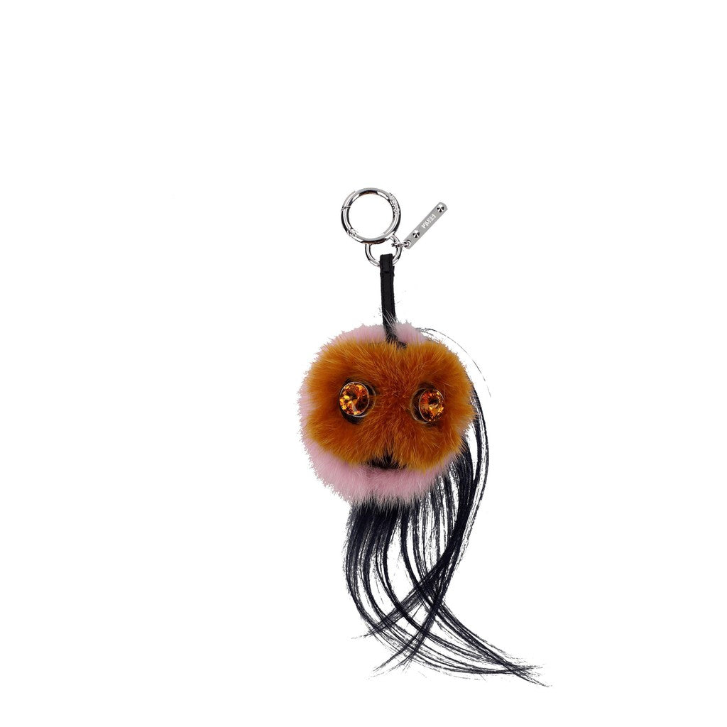 Fendi Sleutelhanger van leer en bont – Bruin