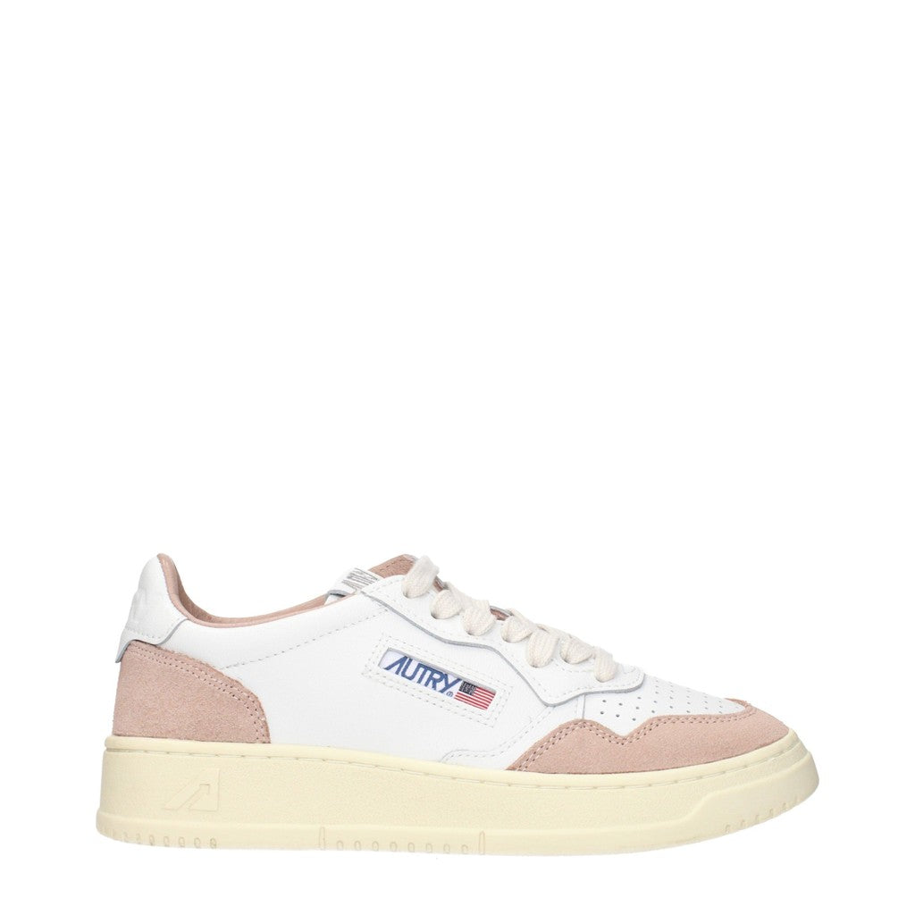 Autry Medalist Sneakers van leer en suède met veters – Wit / Roze