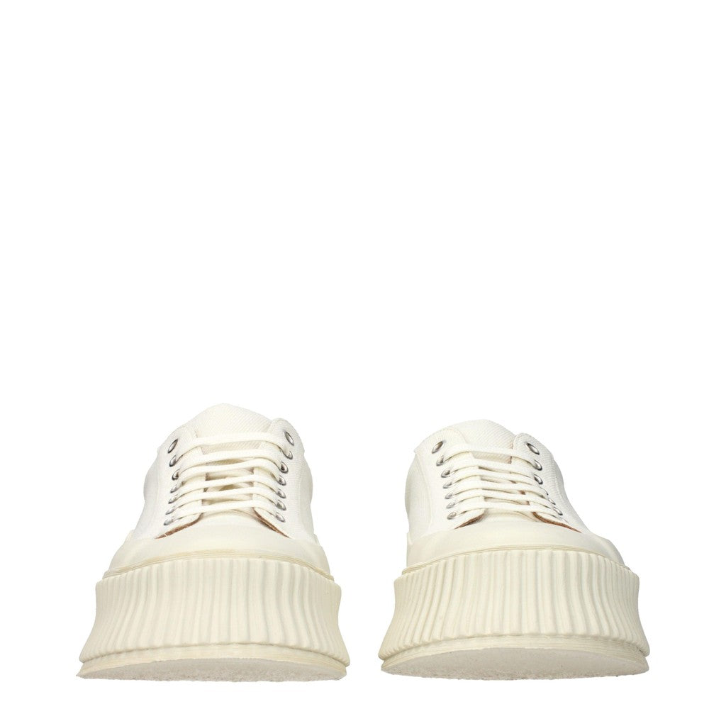 Jil Sander Low-Top Sneakers van textiel met hak – Wit