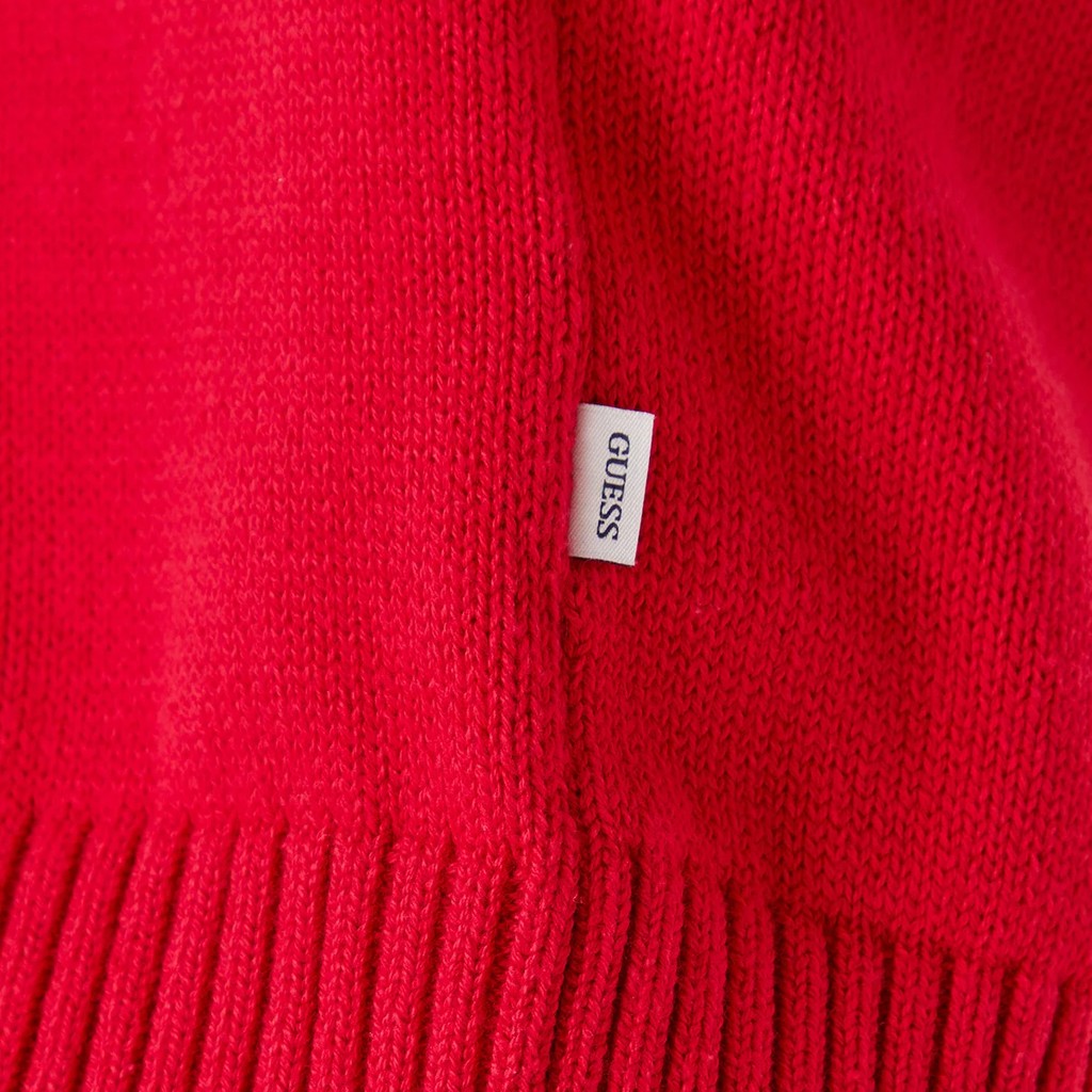 Guess Tweekleurige korte trui met ronde hals – Rood