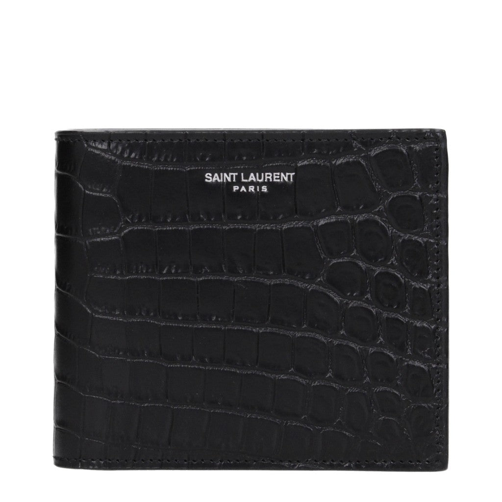 Saint Laurent Portemonnee met twee vakken en acht kaartvakken – Zwart