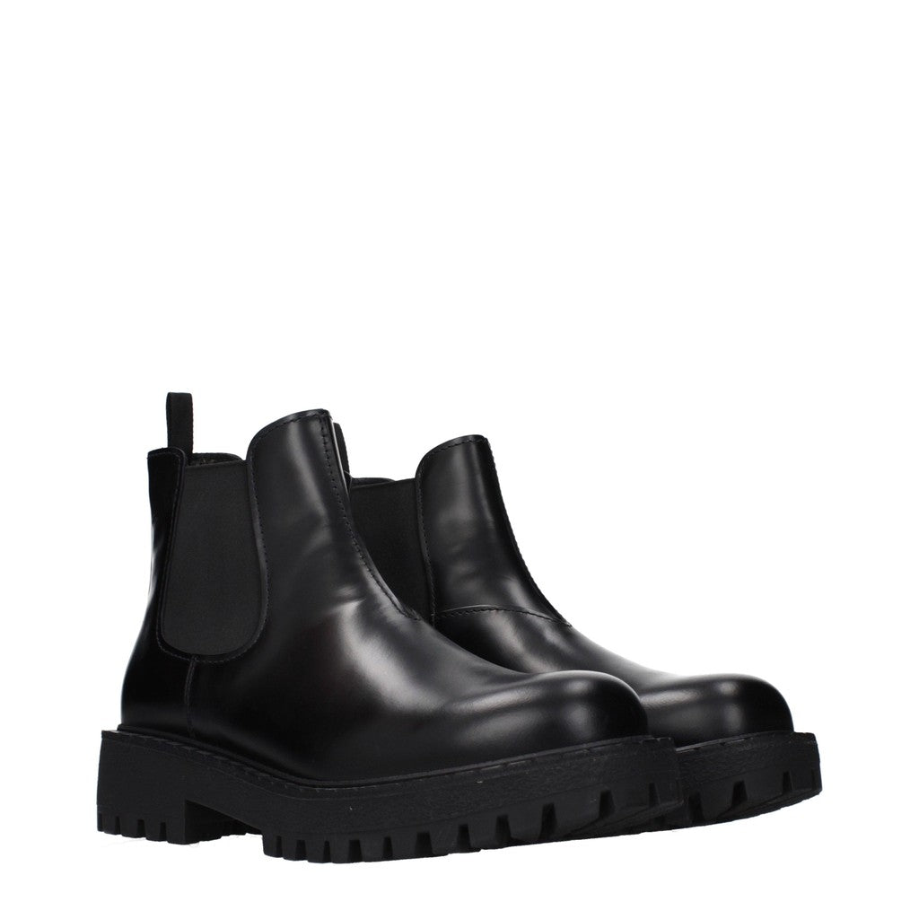 Prada Leren chelsea boots – Zwart