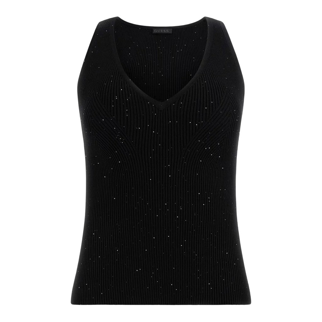 Guess Top met V-hals en logo – Zwart