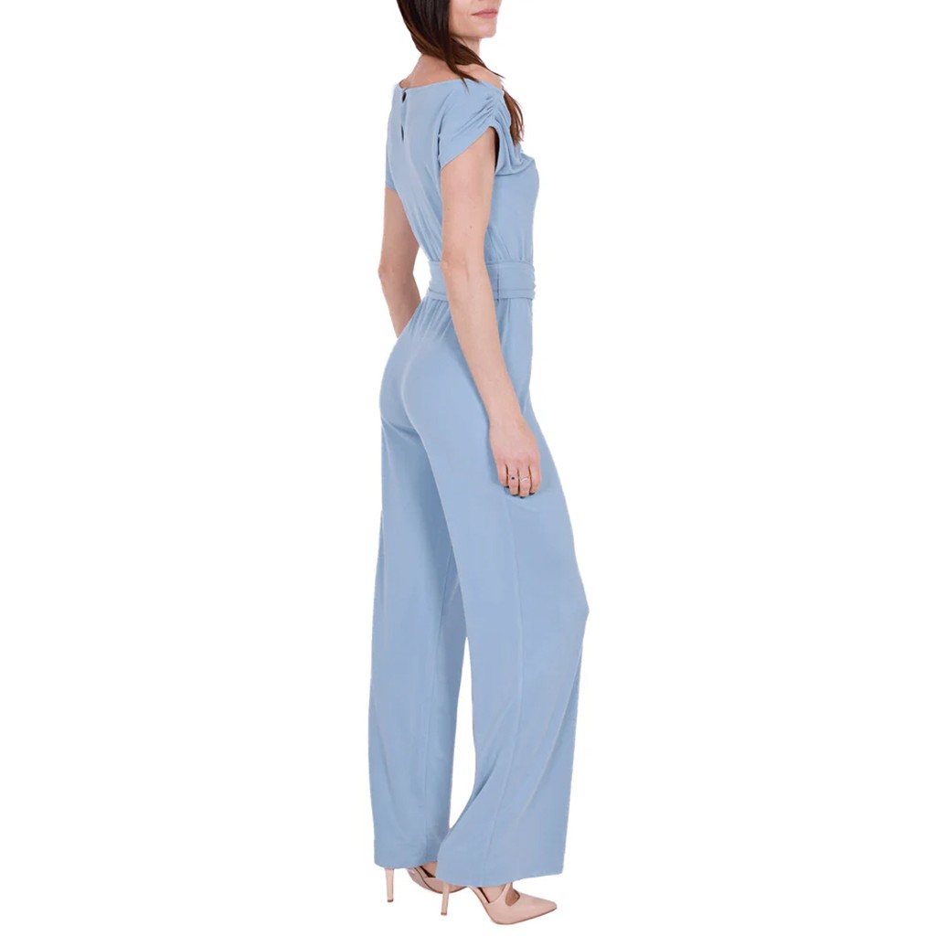 Guess Jumpsuit met korte mouwen en tailleriem – Lichtblauw