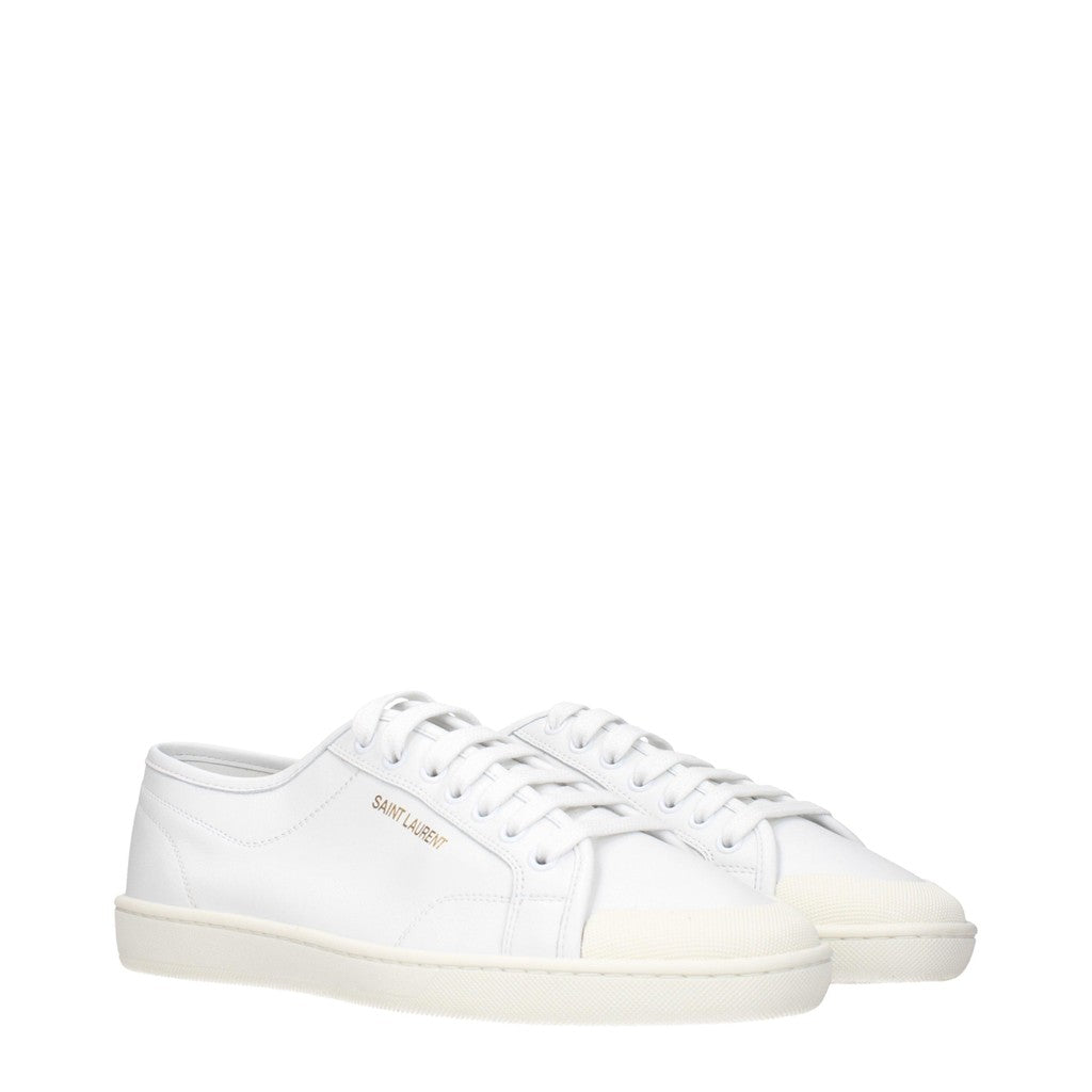 Saint Laurent Greenwich Sneakers met goudkleurige details – Wit
