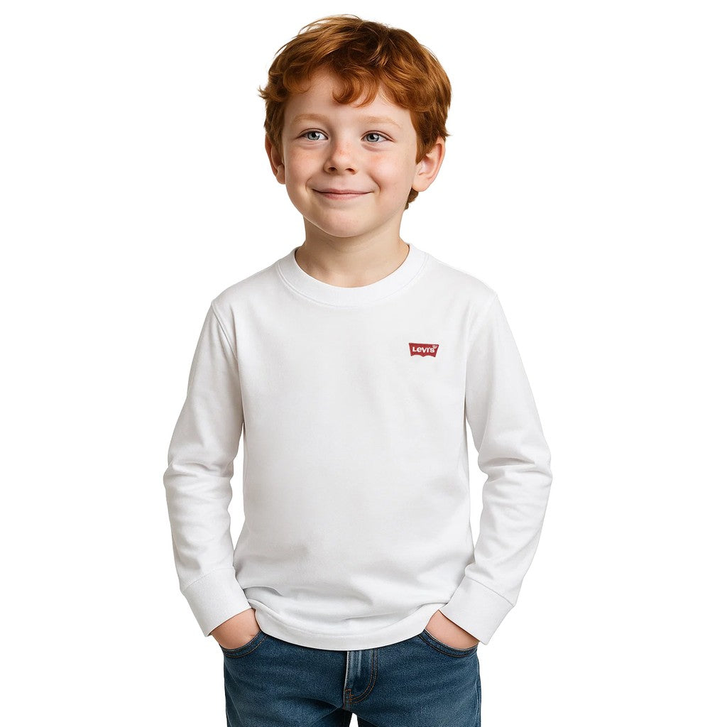 Levi's Kids T-shirt met lange mouwen en geborduurd logo – Wit