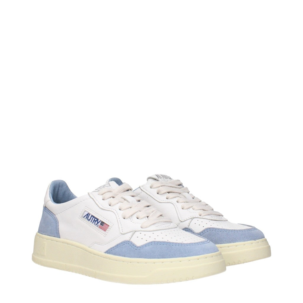Autry Medalist Sneakers van leer en suède – Wit / Lichtblauw