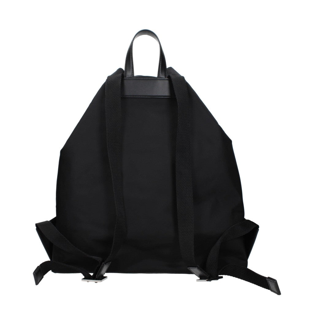 Dolce & Gabbana Platte rugzak van nylon en leer – Zwart