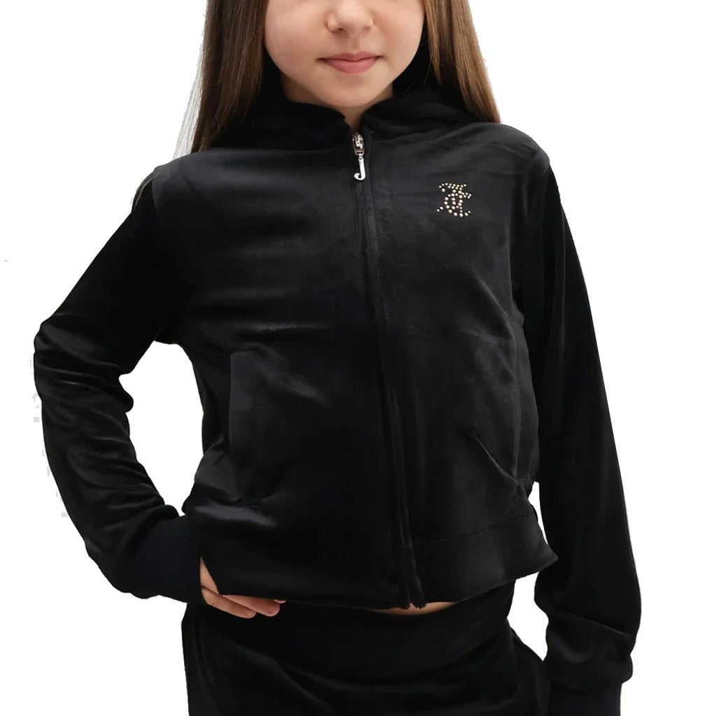 Juicy Couture Kids Chenille hoodie met rits – Zwart