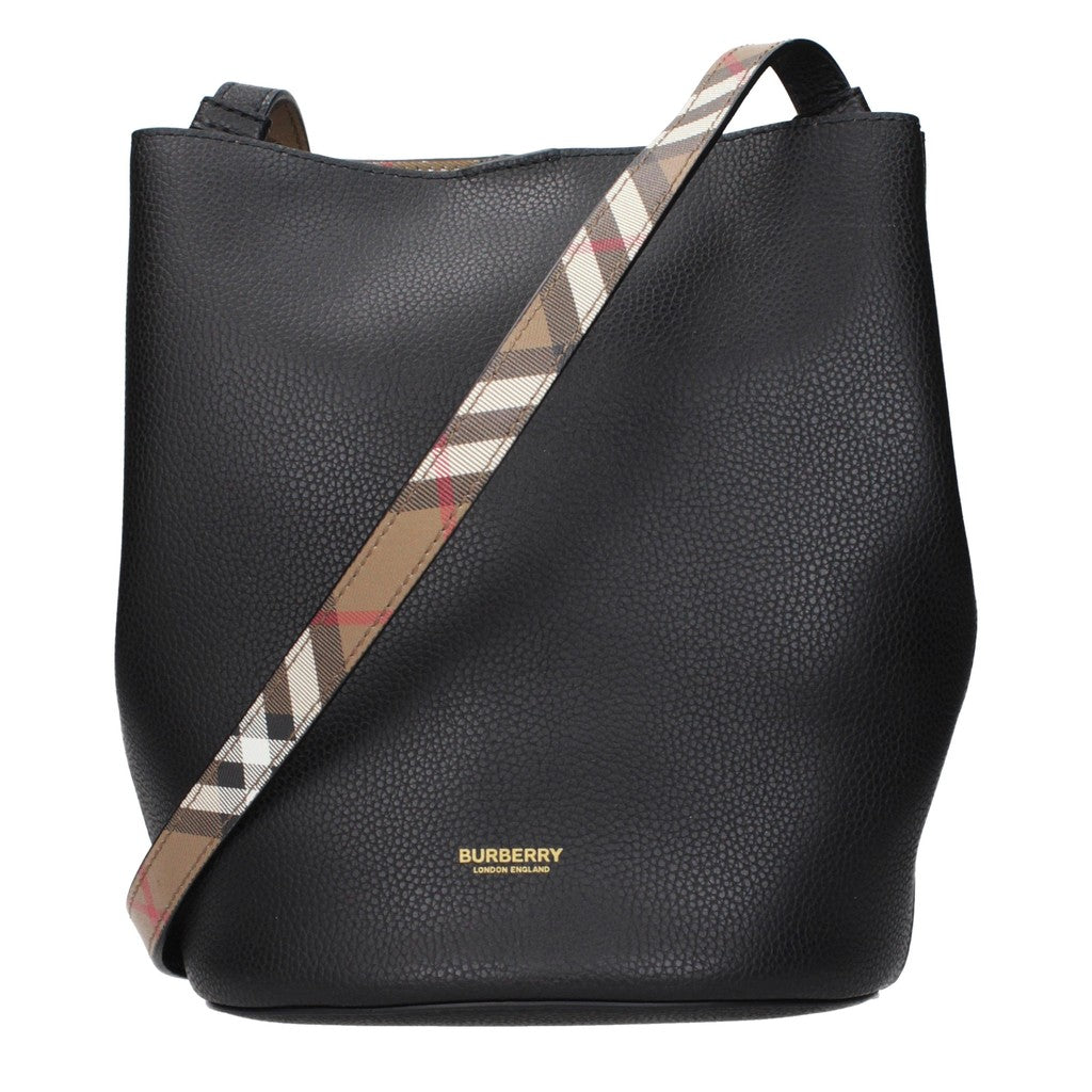 Burberry Crossbodytas van leer en stof – Zwart