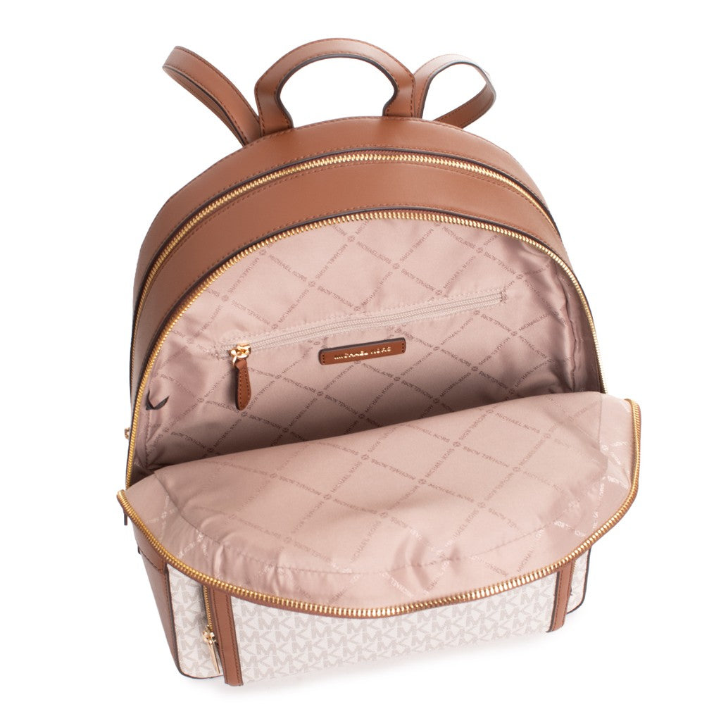 Michael Kors Jaycee Tweekleurige rugzak met bedrukt logo – Beige / Bruin