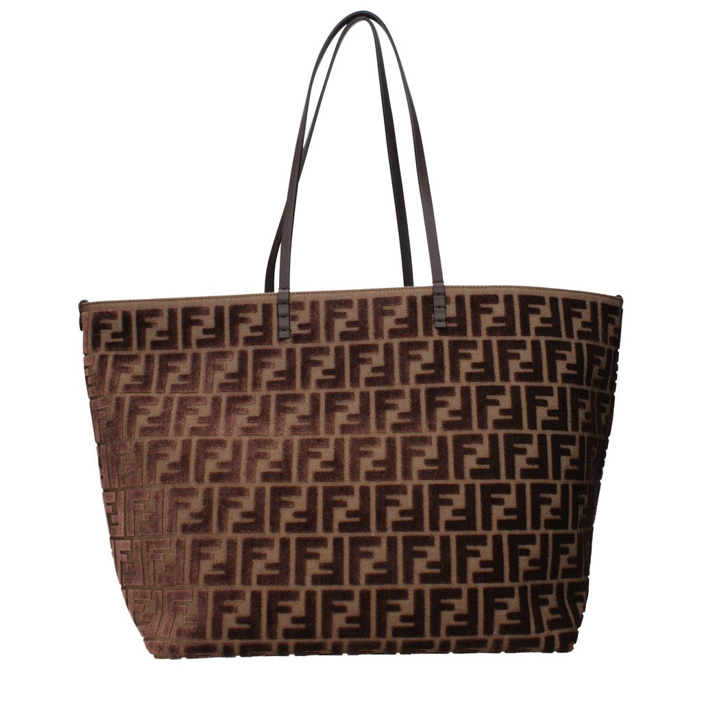 Fendi Roll Shopper Large van fluweel en stof – Bruin