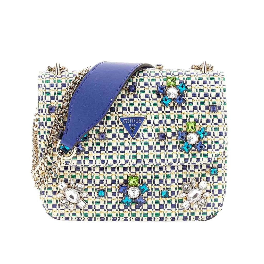 Guess Crossbodytas met magneetsluiting en logo – Beige / Blauw