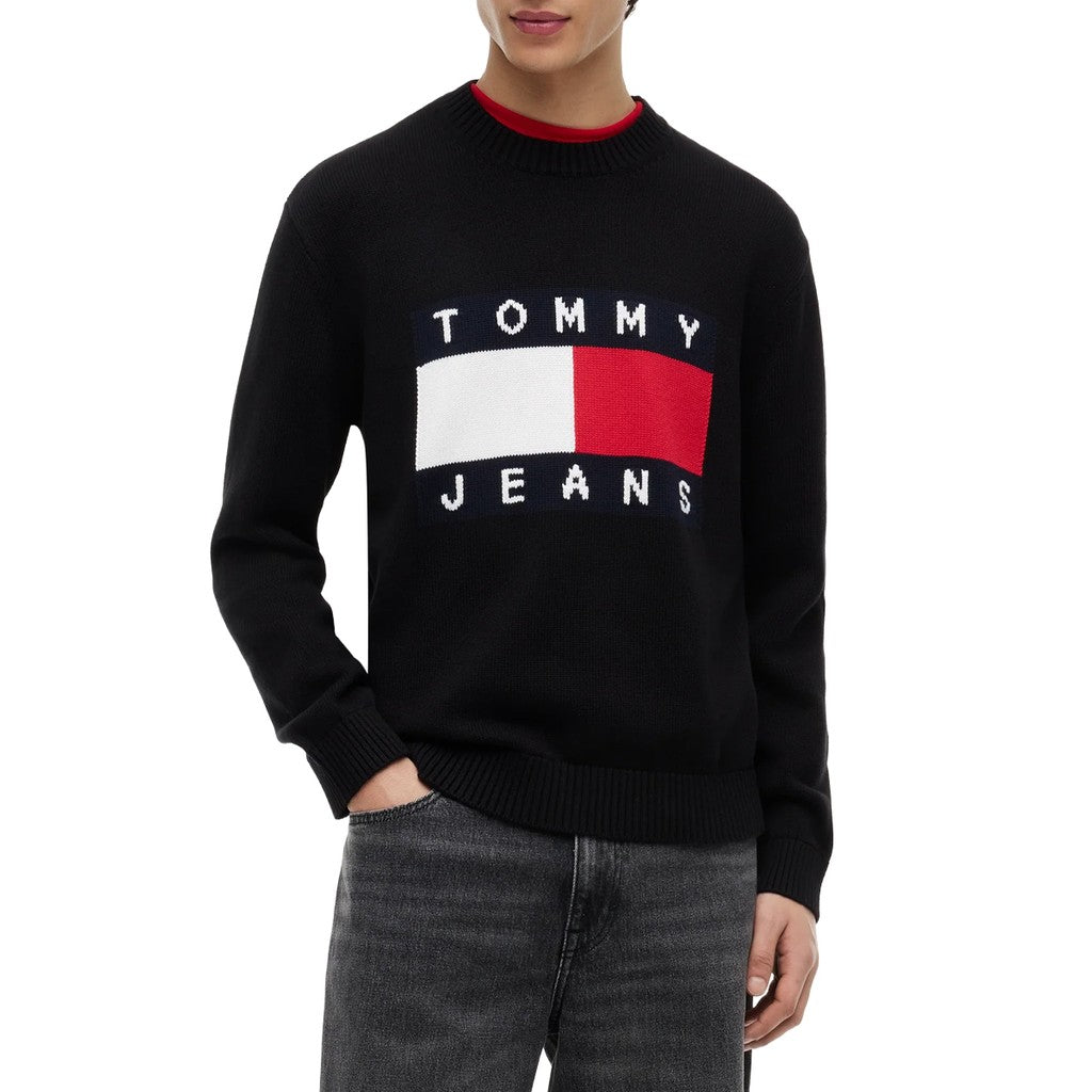Tommy Jeans Regular Fit Meerkleurige trui met geborduurd logo – Zwart