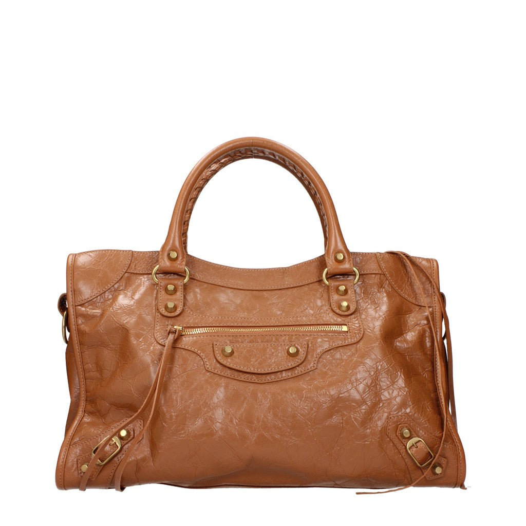Balenciaga Ruime handtas met goudkleurige details – Cognac