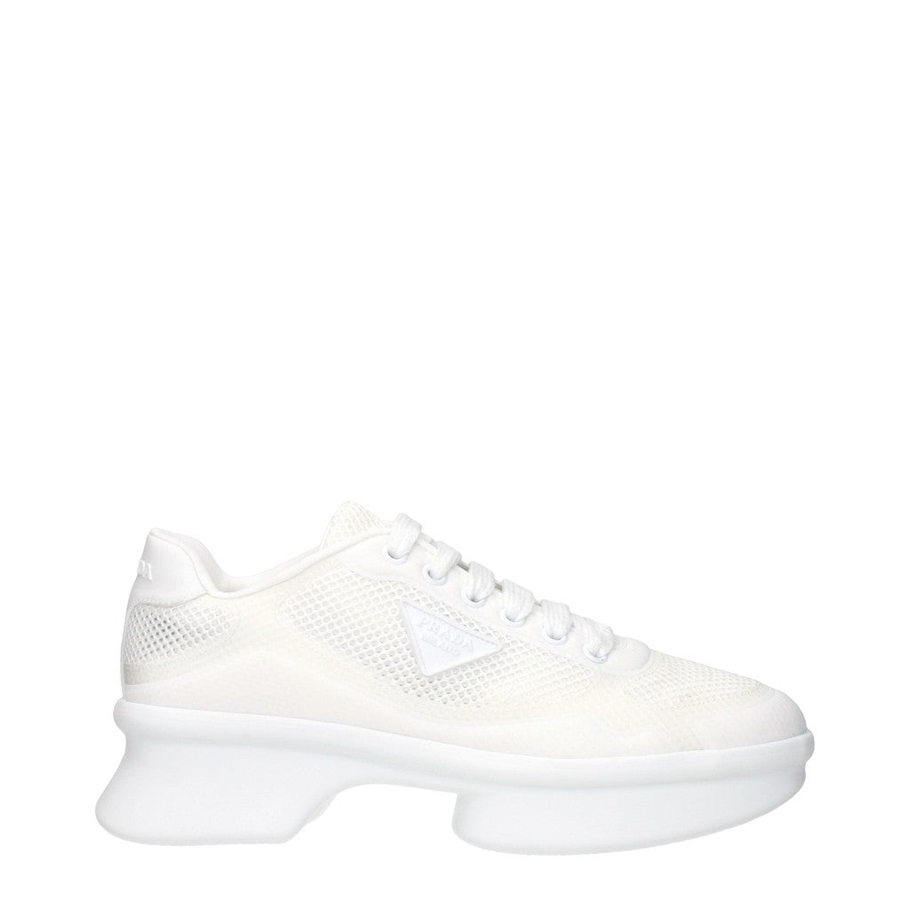 Prada Re-Nylon Sneakers met veters en hak – Wit