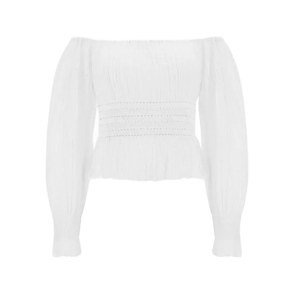 Guess Effen blouse met lange mouwen – Wit