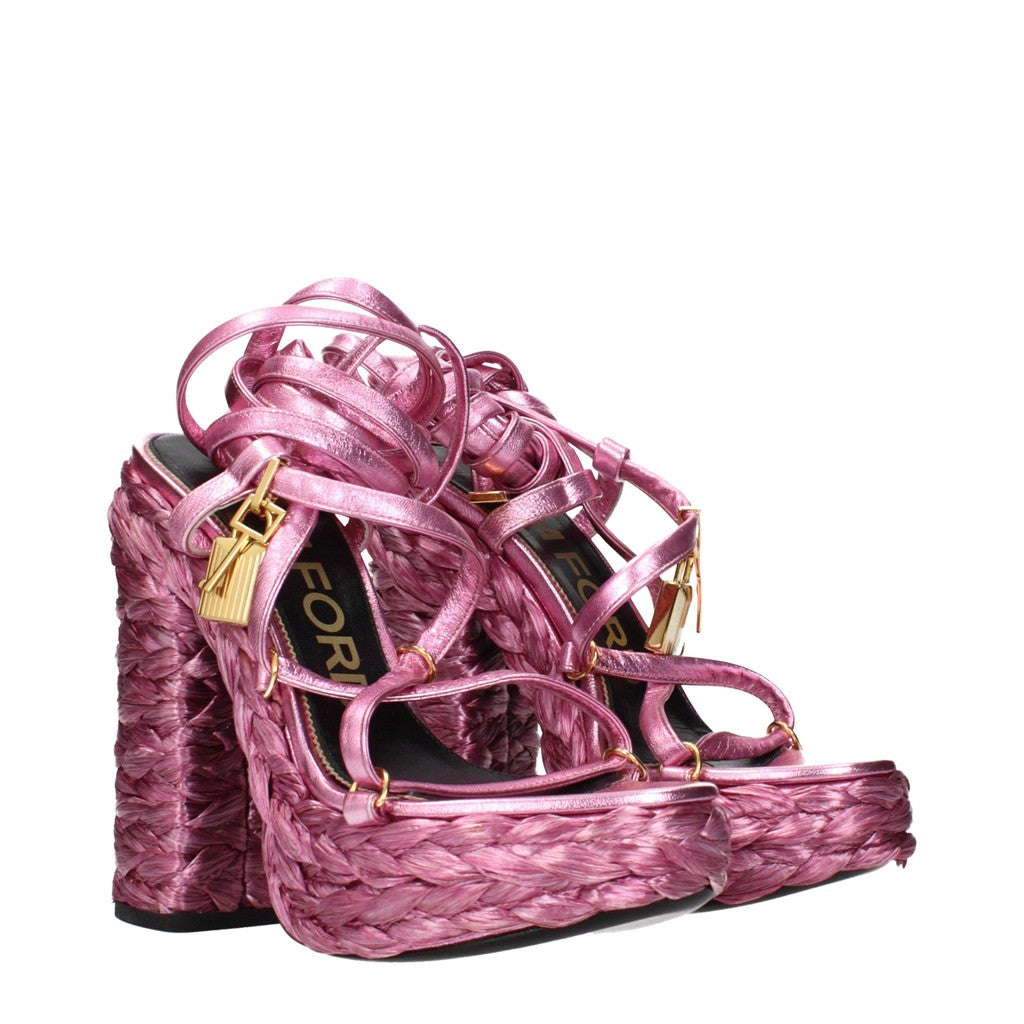 Tom Ford Plateausandalen met enkelveter – Roze