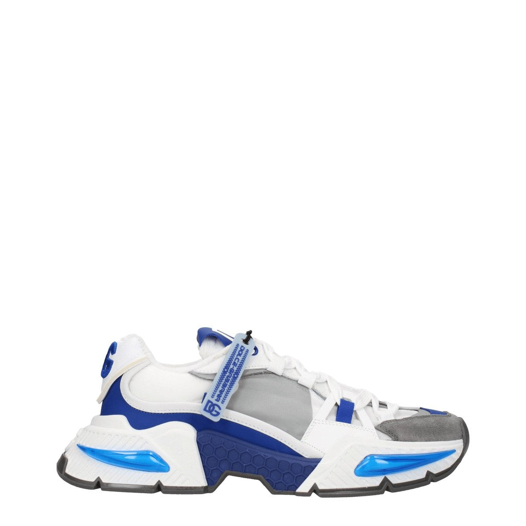 Dolce & Gabbana Sneakers van leer, suède en stof met hak – Wit / Blauw