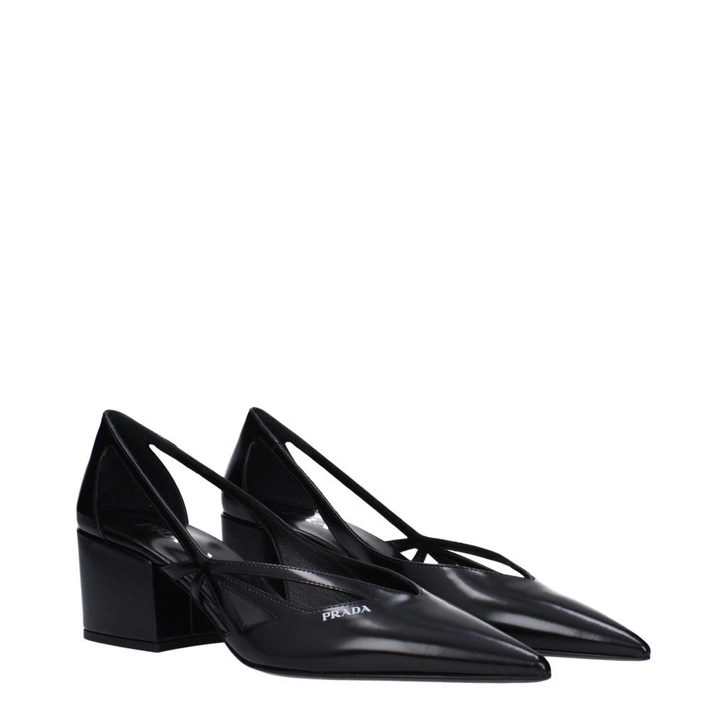Prada Leren pumps met cut-outs – Zwart