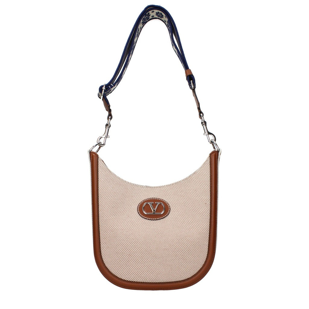 Valentino Garavani Crossbodytas met zilverkleurige details – Beige / Bruin