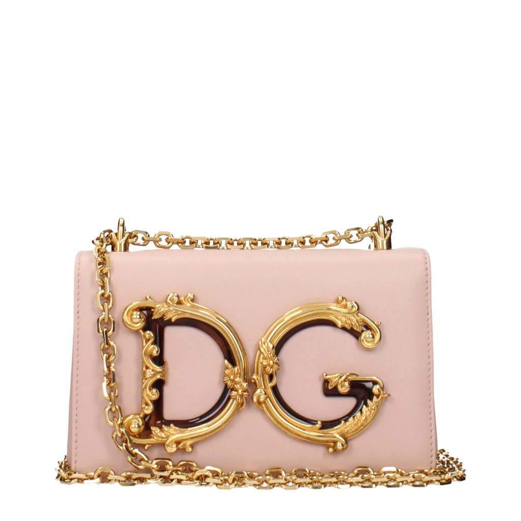 Dolce & Gabbana DG Girls Platte schoudertas met knoopsluiting – Lichtroze