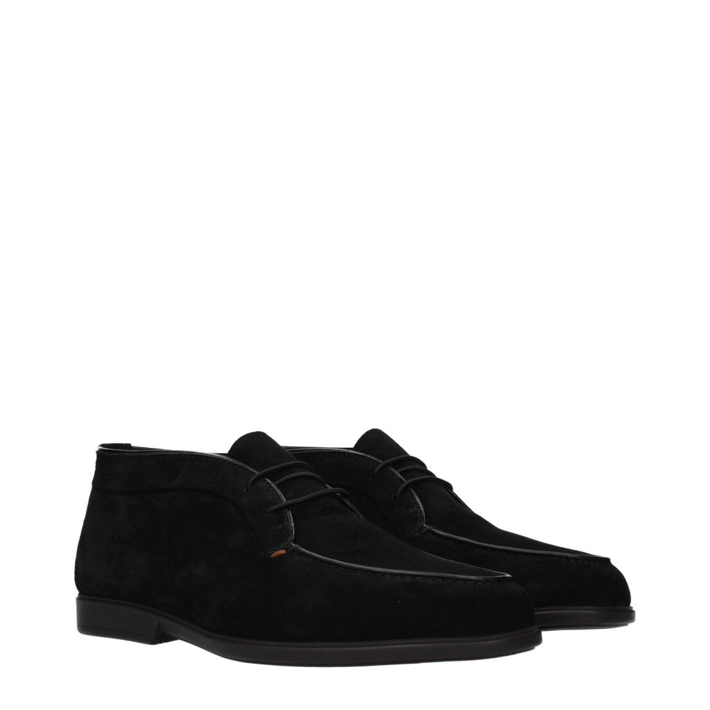 Santoni Suède enkellaarzen – Zwart