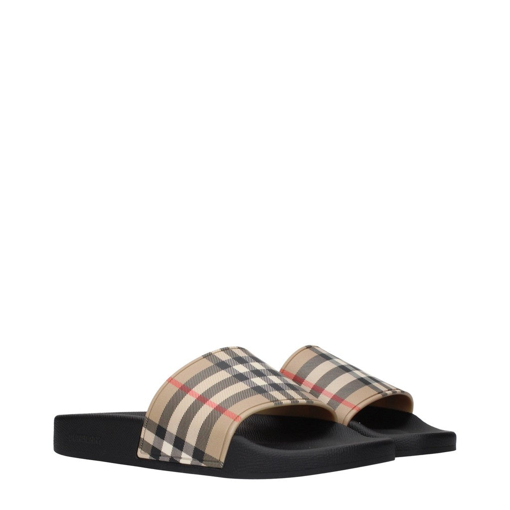 Burberry Slippers – Zwart / Beige