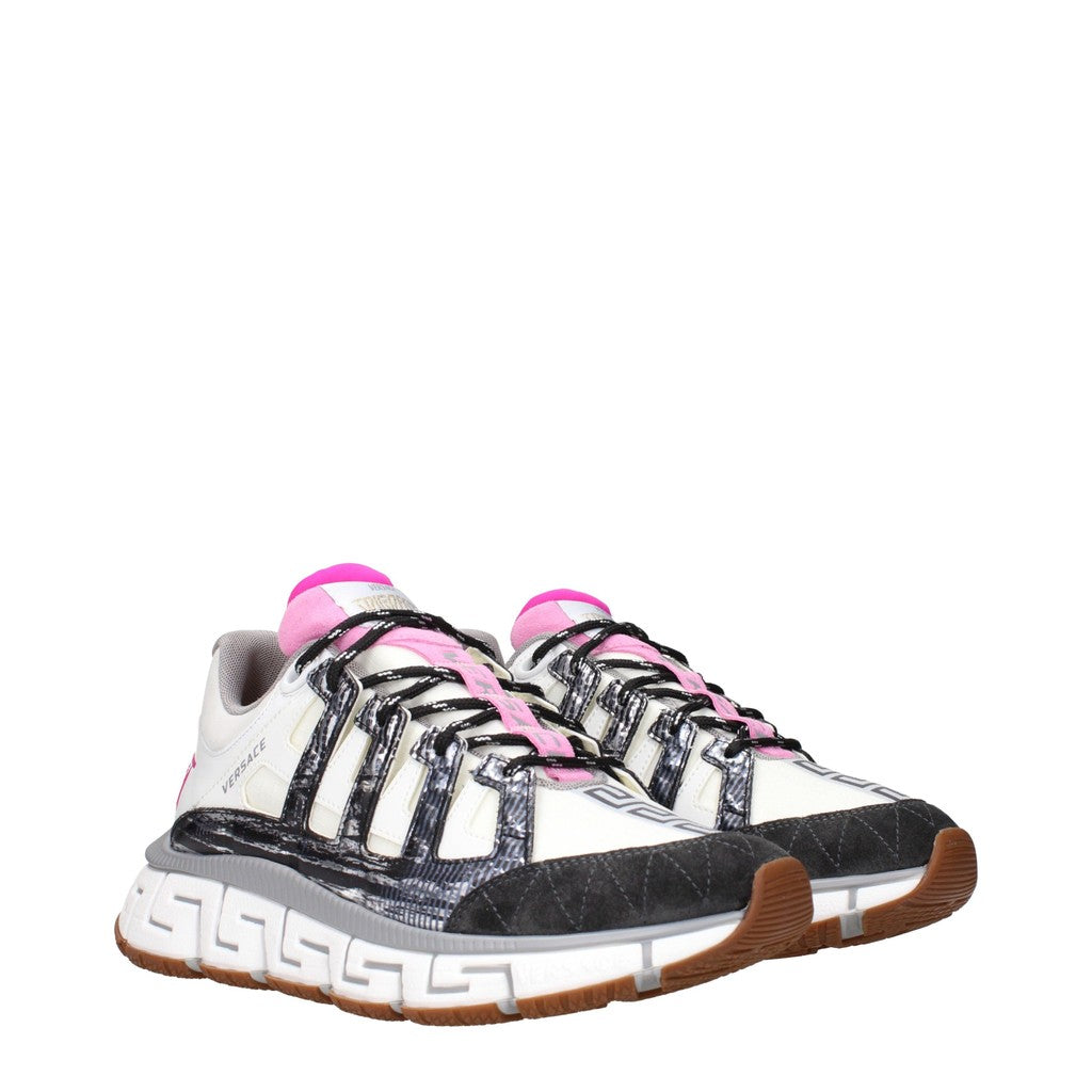Versace Trigreca Sneakers van stof, leer en suède – Beige / Grijs