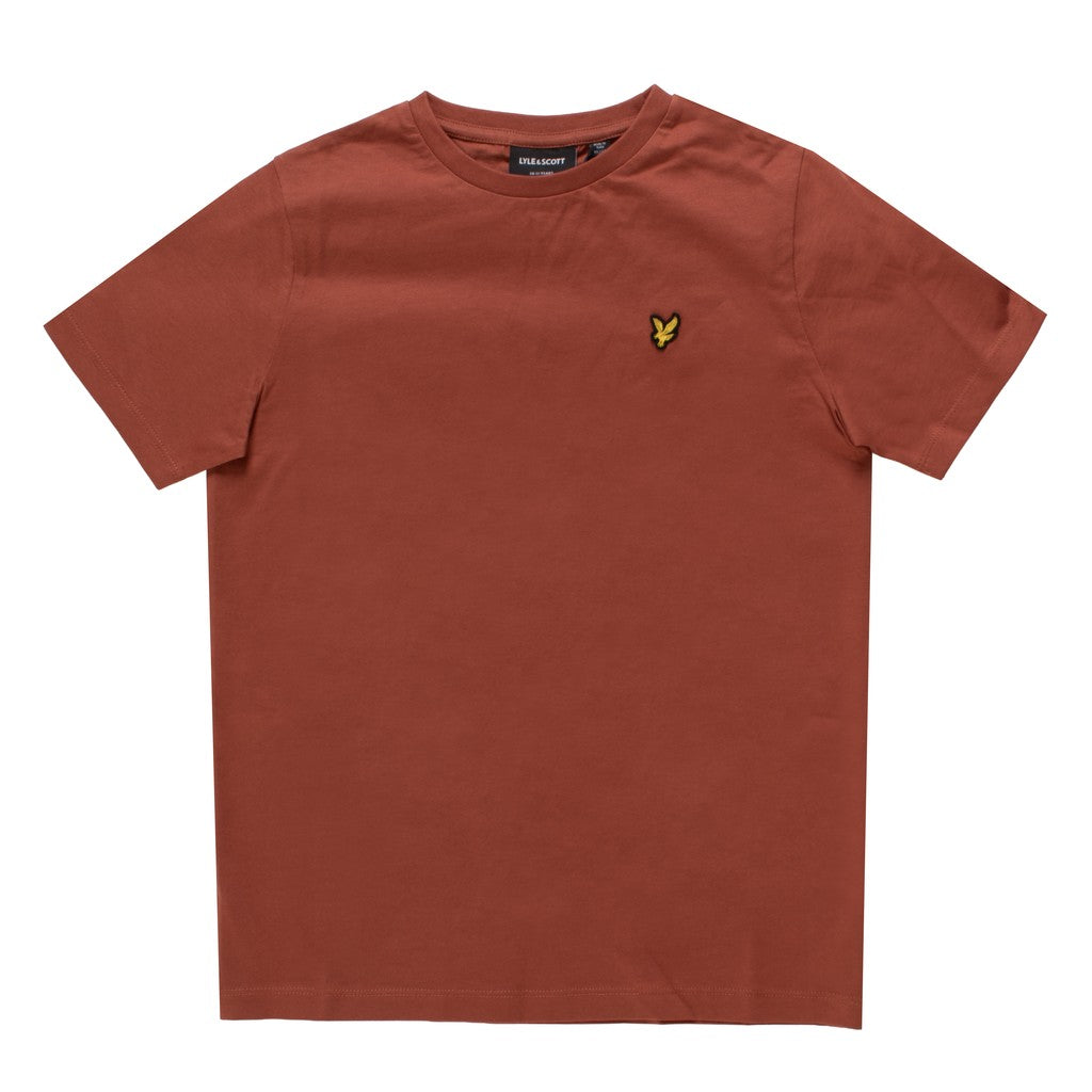 Lyle & Scott Kids T-shirt met ronde hals en logo – Terracotta