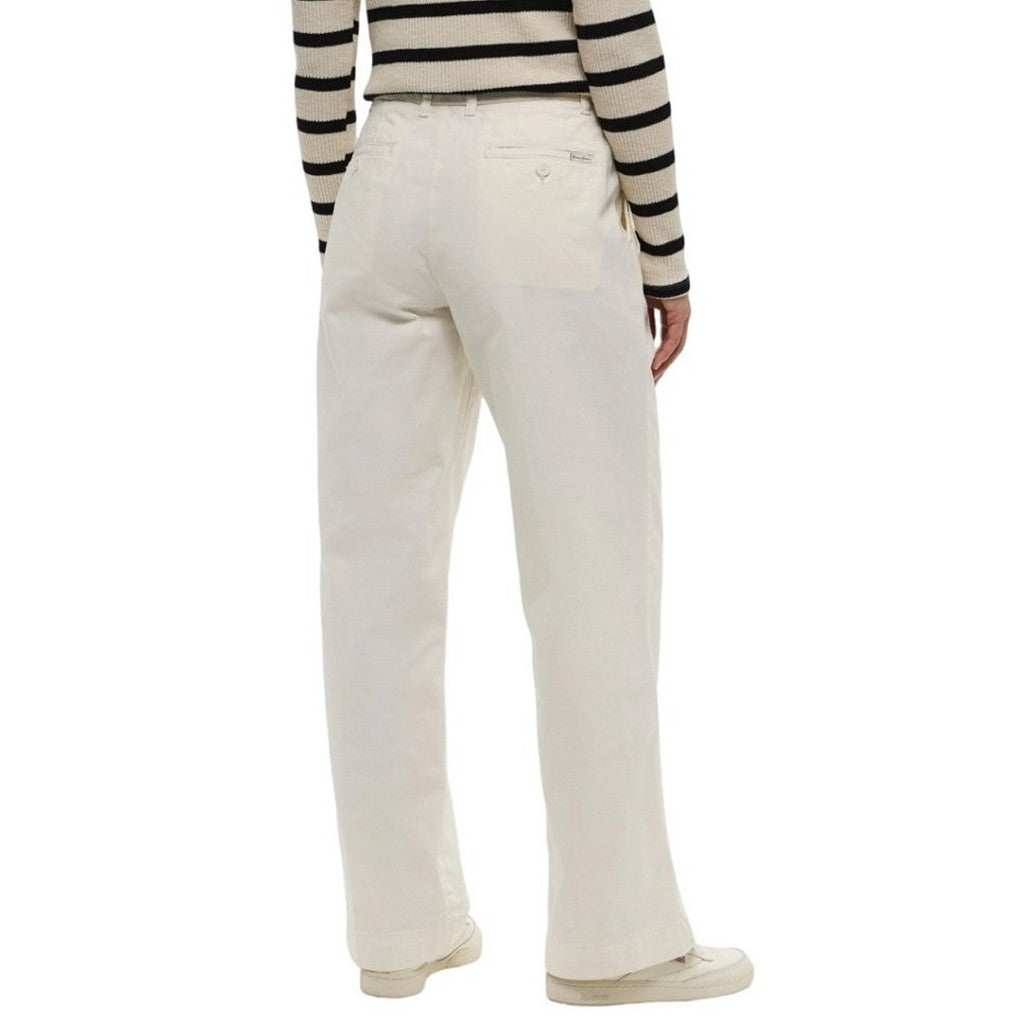 Guess Broek met vier zakken en logo – Crème