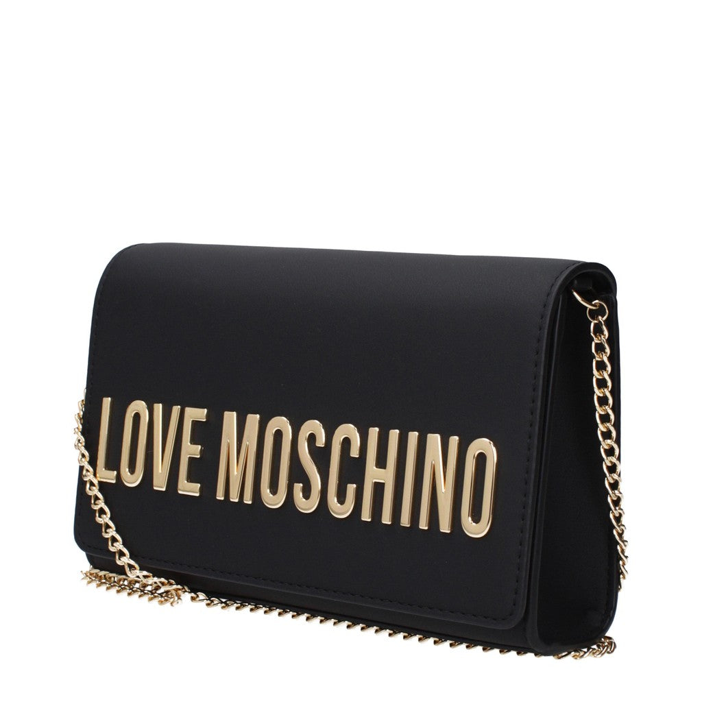 Love Moschino Compacte crossbodytas van polyurethaan – Zwart / Goud