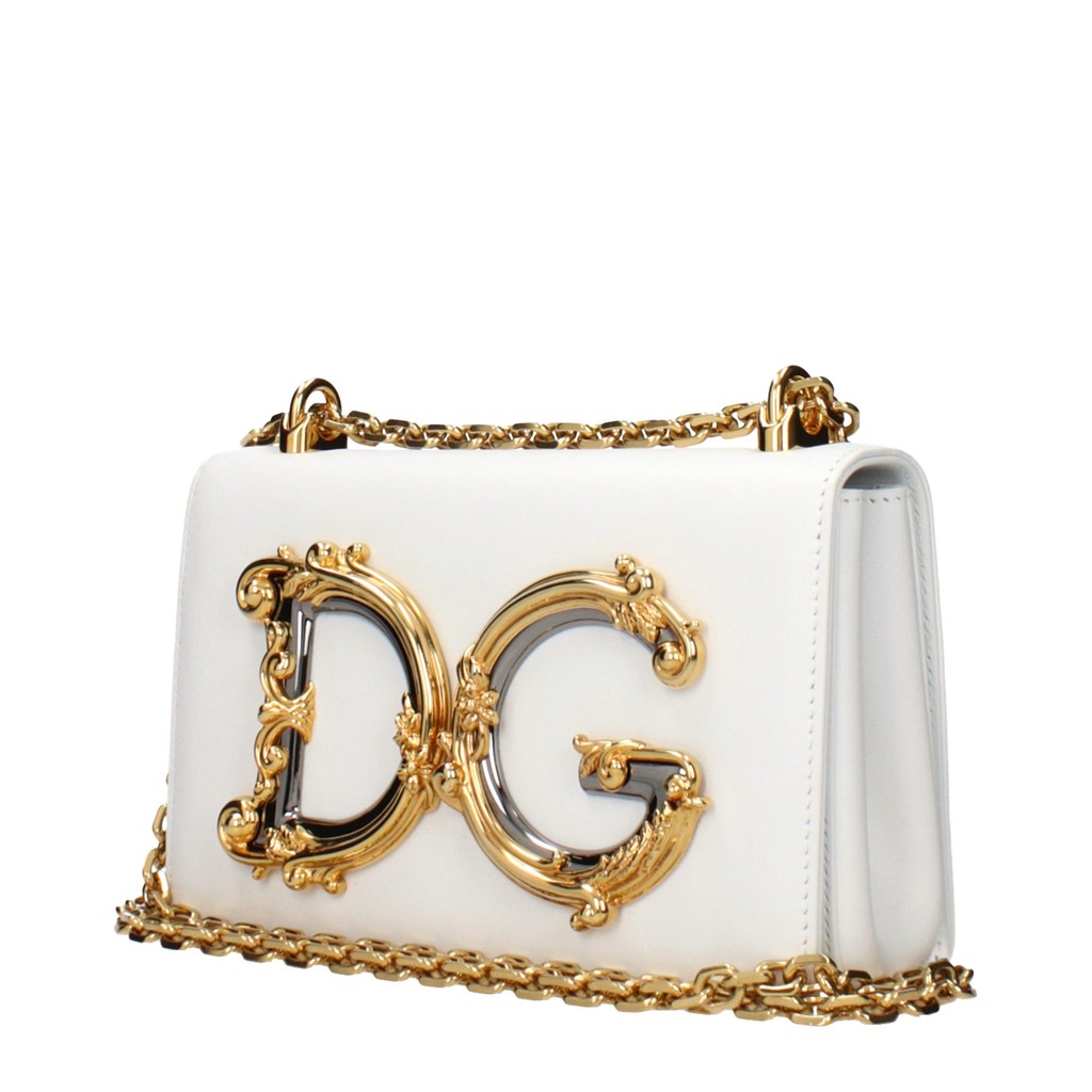 Dolce & Gabbana DG Girls Platte schoudertas met knoopsluiting – Wit