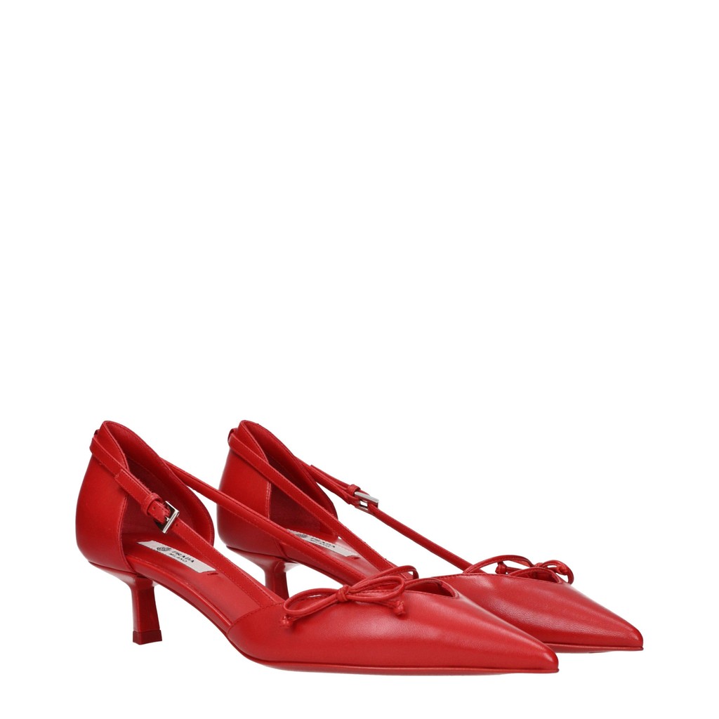 Prada Leren open-side pumps – Rood