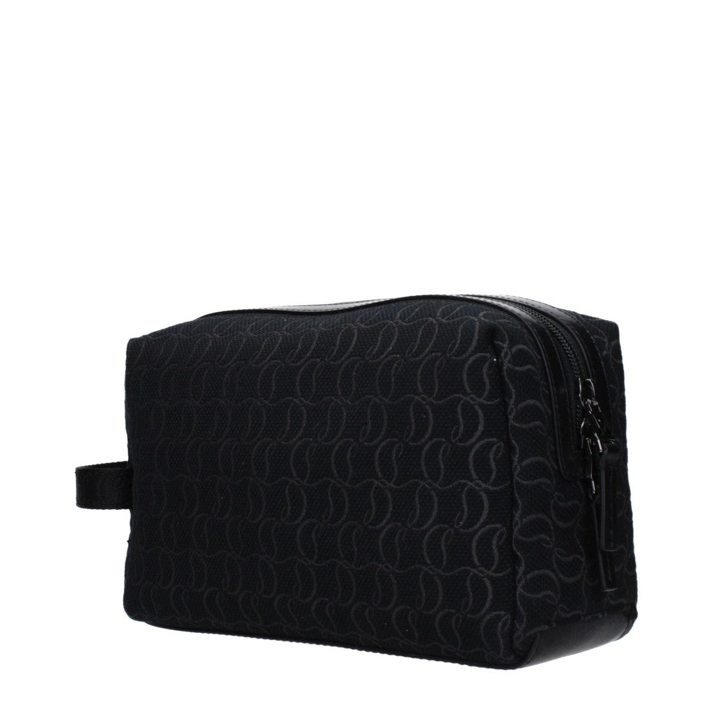 Christian Louboutin Toilettas van stof en leer – Zwart