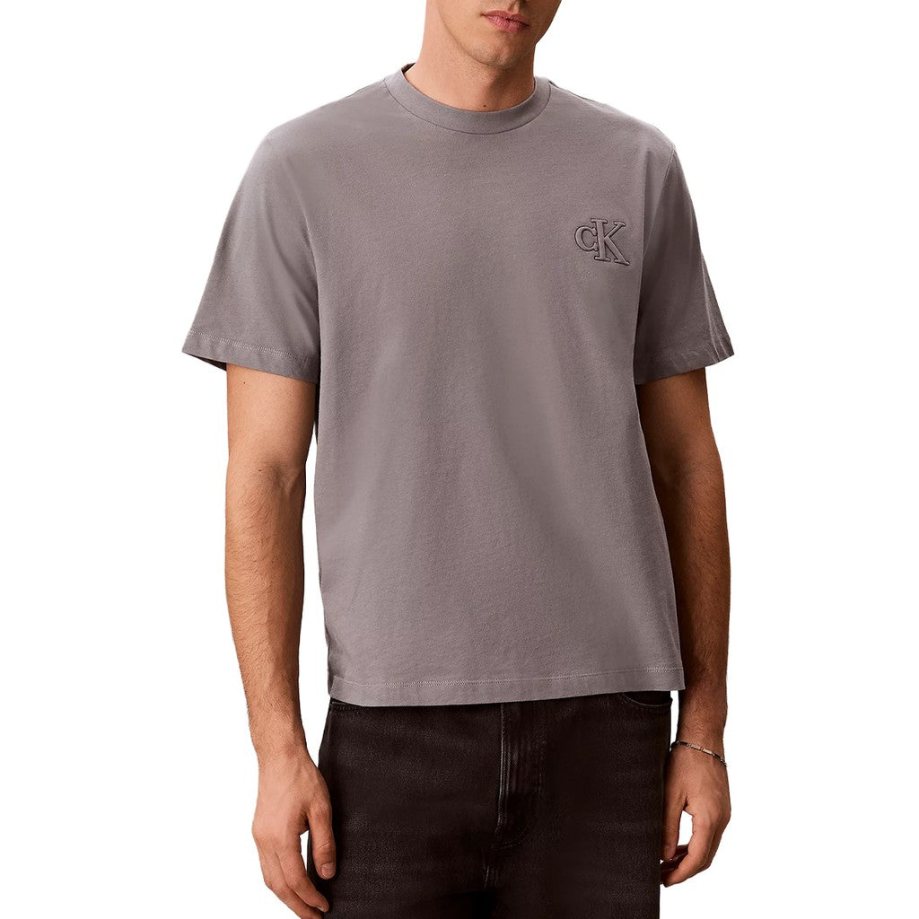 Calvin Klein T-shirt met geborduurd logo – Taupe