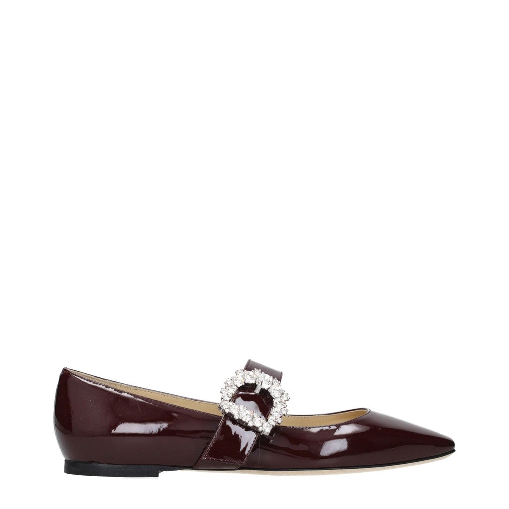 Jimmy Choo Cheri Ballerina's met gespsluiting – Bordeauxrood