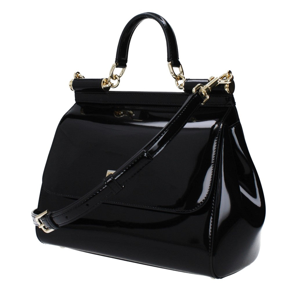 Dolce & Gabbana Sicily Handtas van lakleer – Zwart