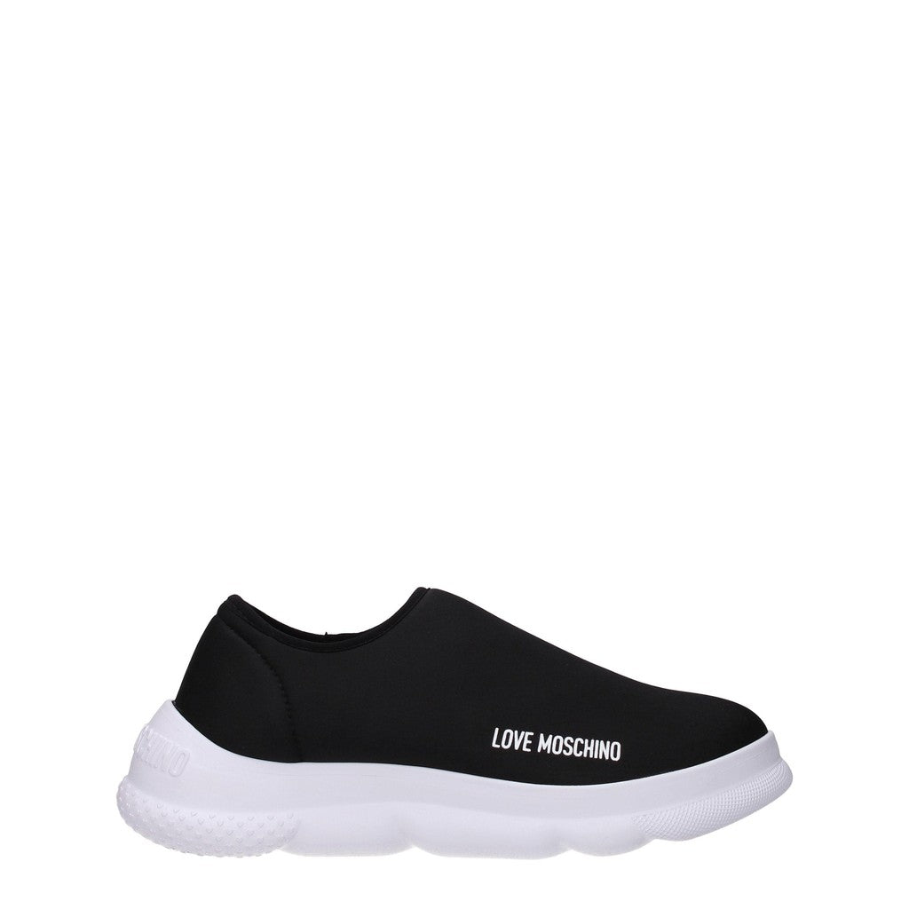 Love Moschino Stoffen sneakers met rubberen zool – Zwart / Wit