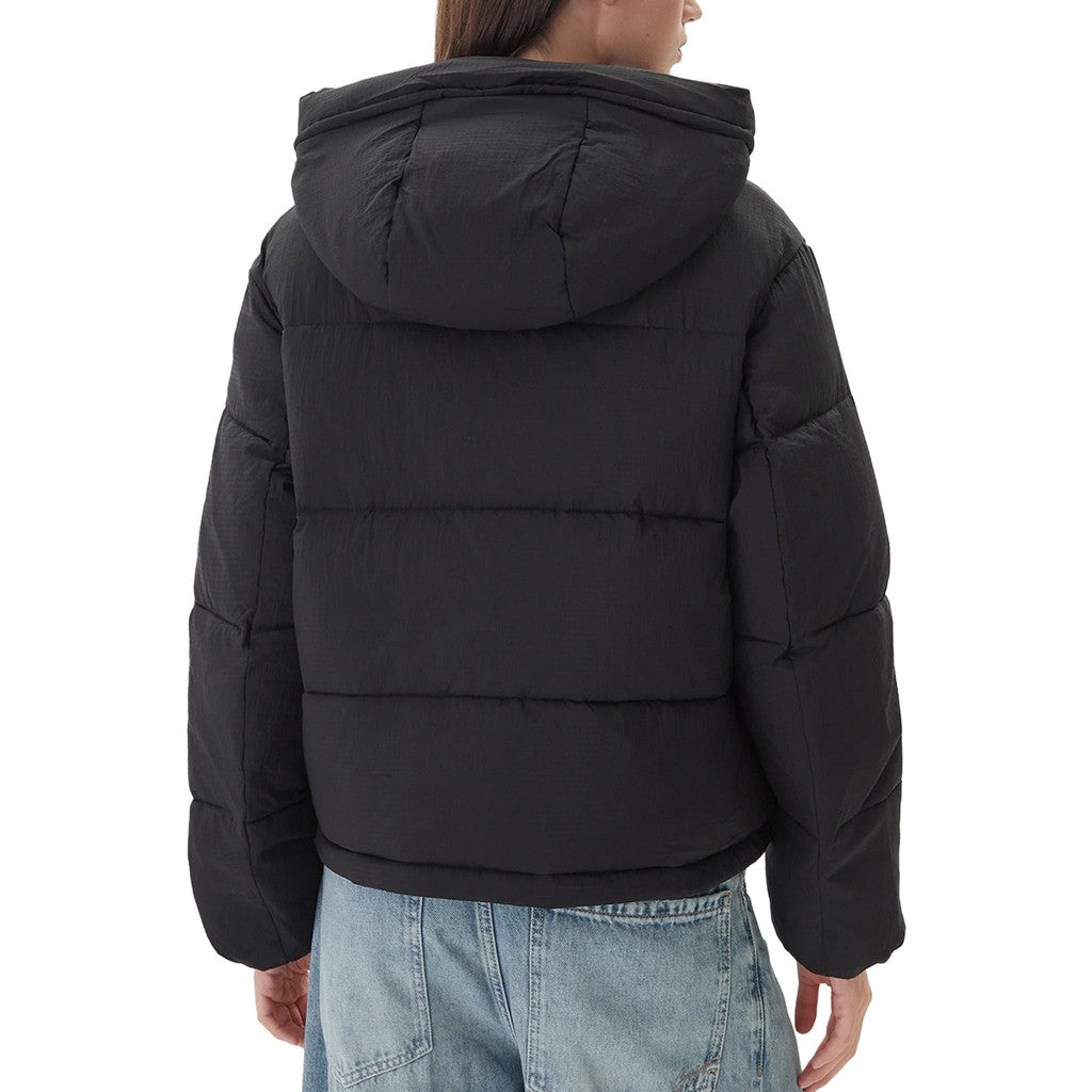 Tommy Jeans Pufferjas met capuchon en trekkoord – Zwart