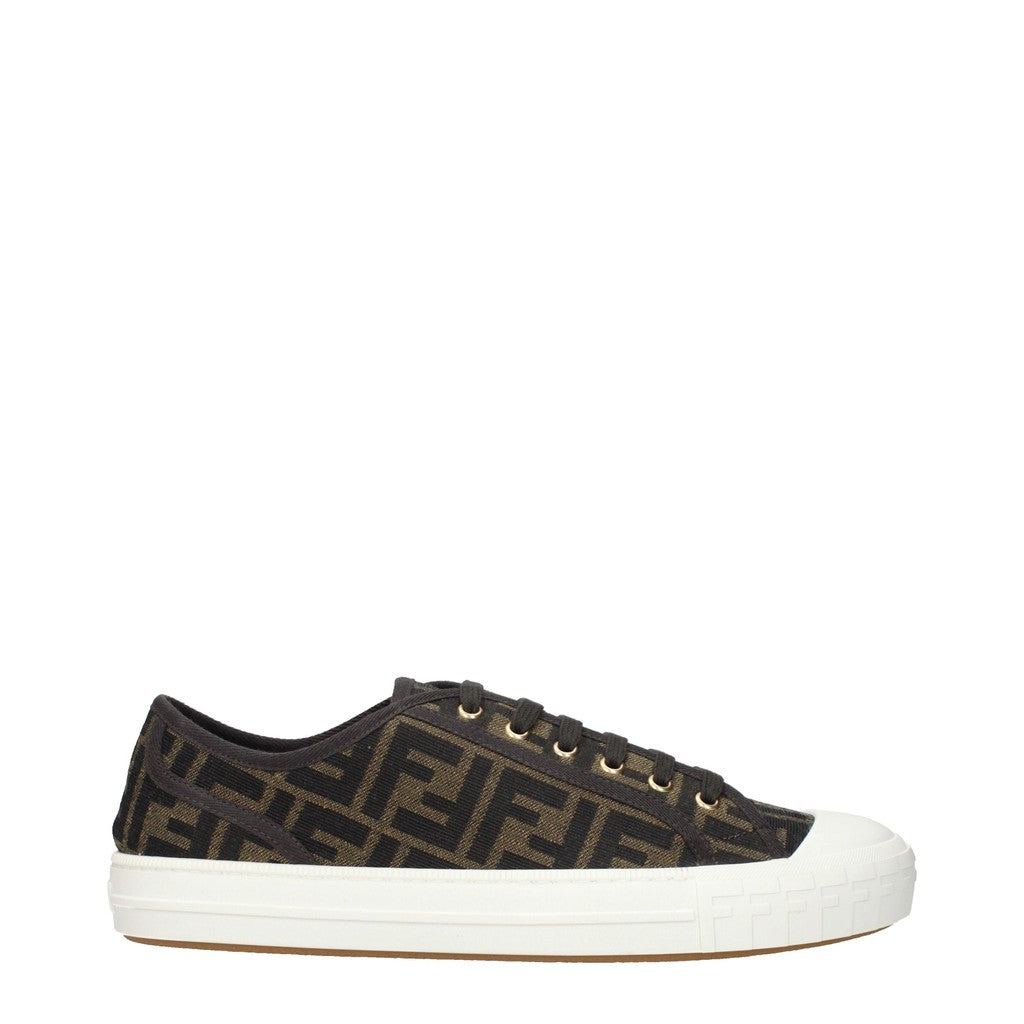 Fendi Sneakers met veters en goudkleurige details – Bruin